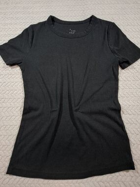 a new day Black Ribbed Short Sleeve Tee